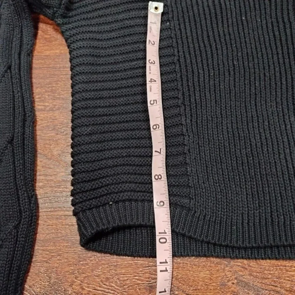Free People Solid Black Ribbed When It Rains Cotton V-Neck Cropped Sweater S - Picture 10 of 11
